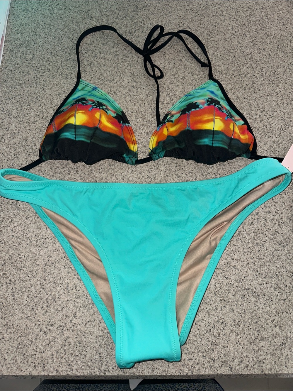 NWT Victoria’s Secret Triangle Bikini - Turquoise & Multicolor Set XL